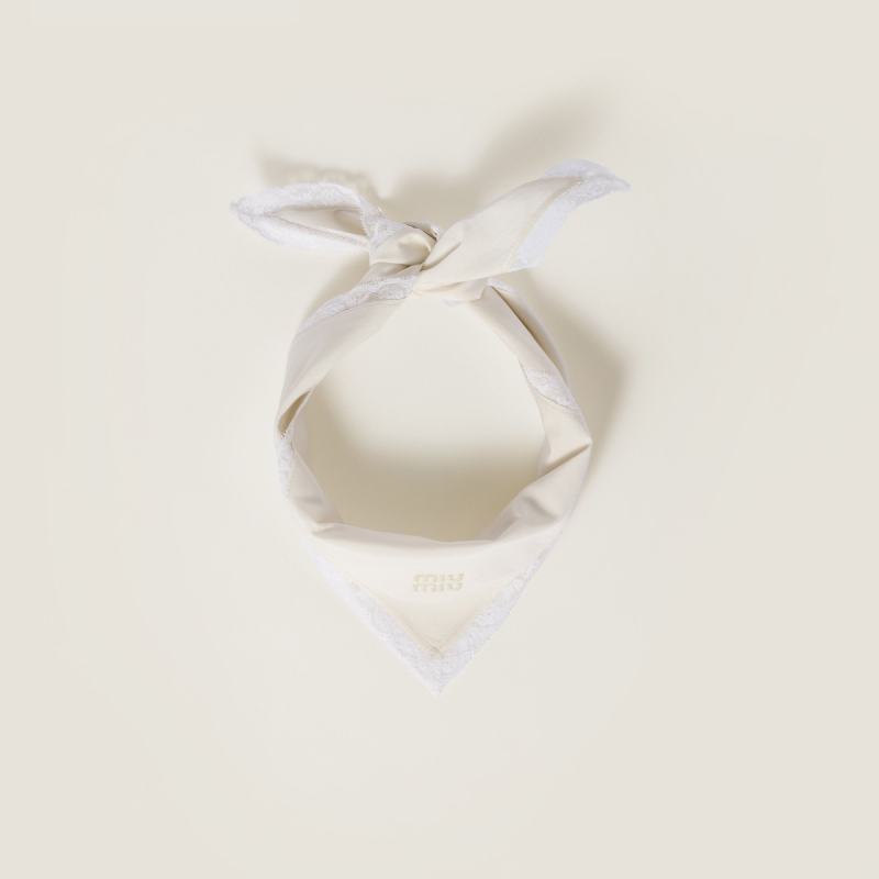 MIU MIU poplin and lace logo scarf