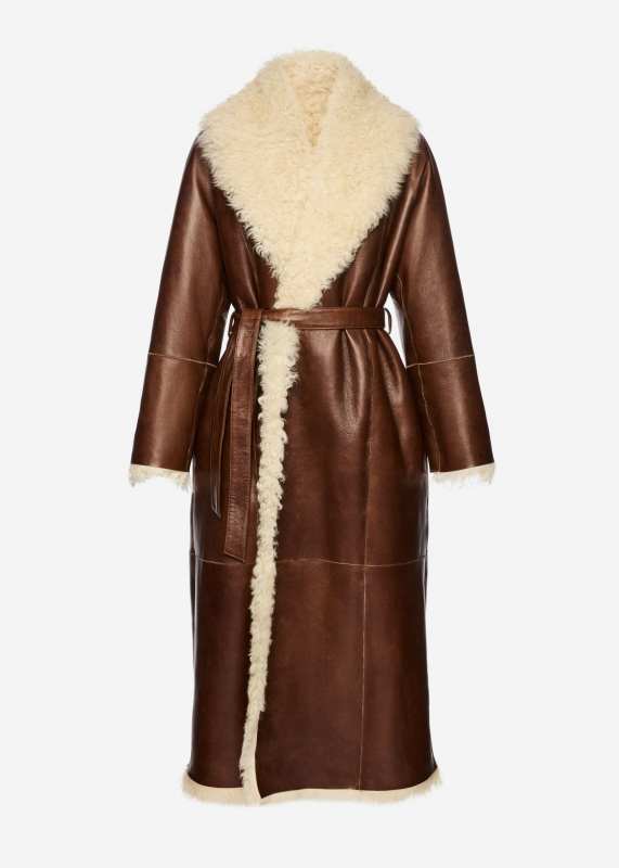 MAGDA BUTRYM Shearling wrap coat in brown