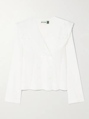 RIXO Elettrice double-breasted broderie anglaise cotton-poplin blouse