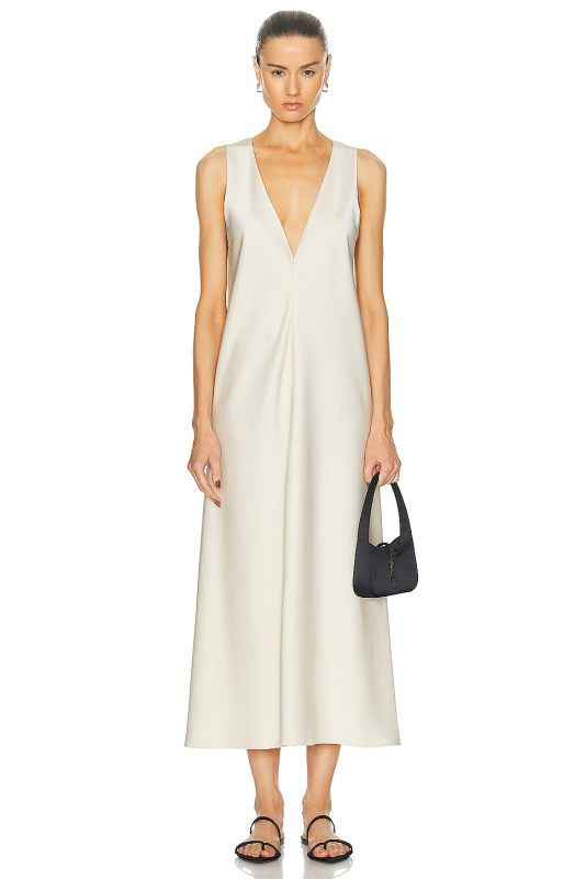 Leset Barb V Neck Slit Dress