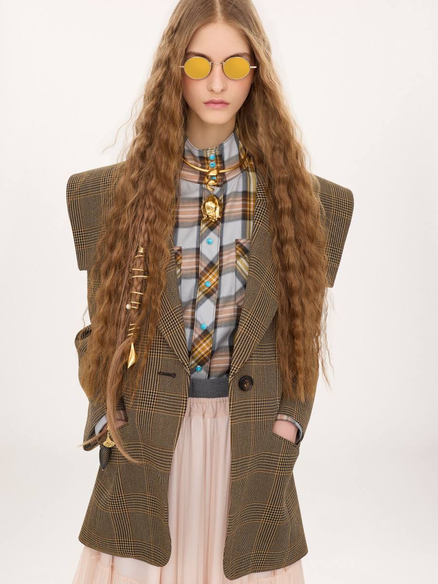 Chloe Single-breasted tailored jacket in Prince of Wales wool