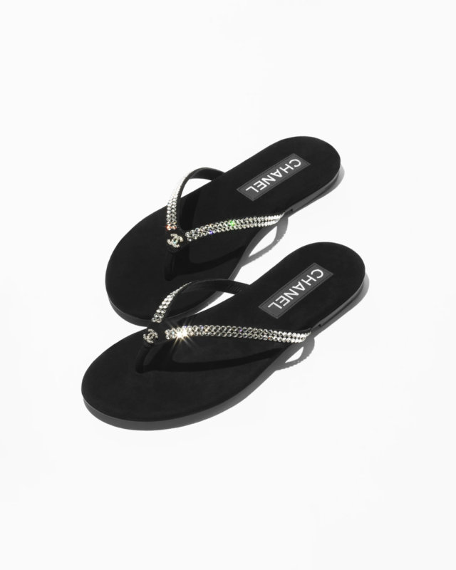 CHANEL Thongs Suede Kidskin & Strass