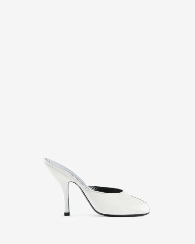 JUDE Date Mule in White Creased Leather