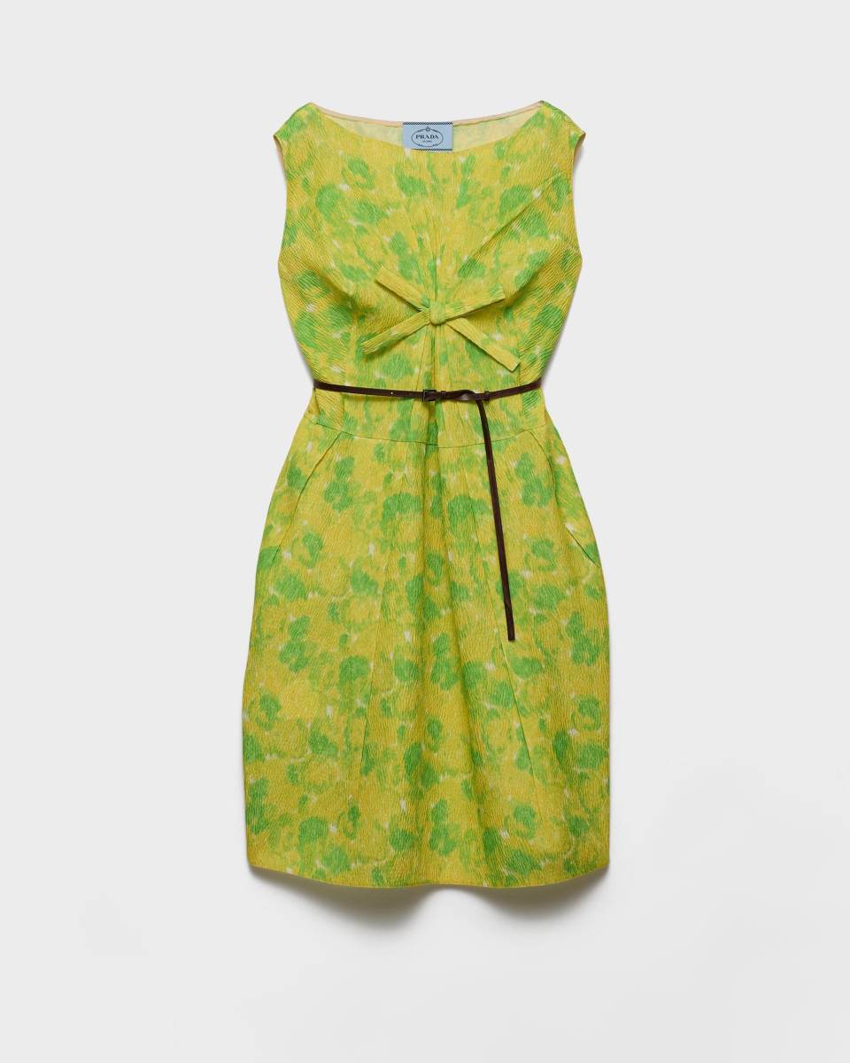 PRADA floral-print bow-detail mini dress