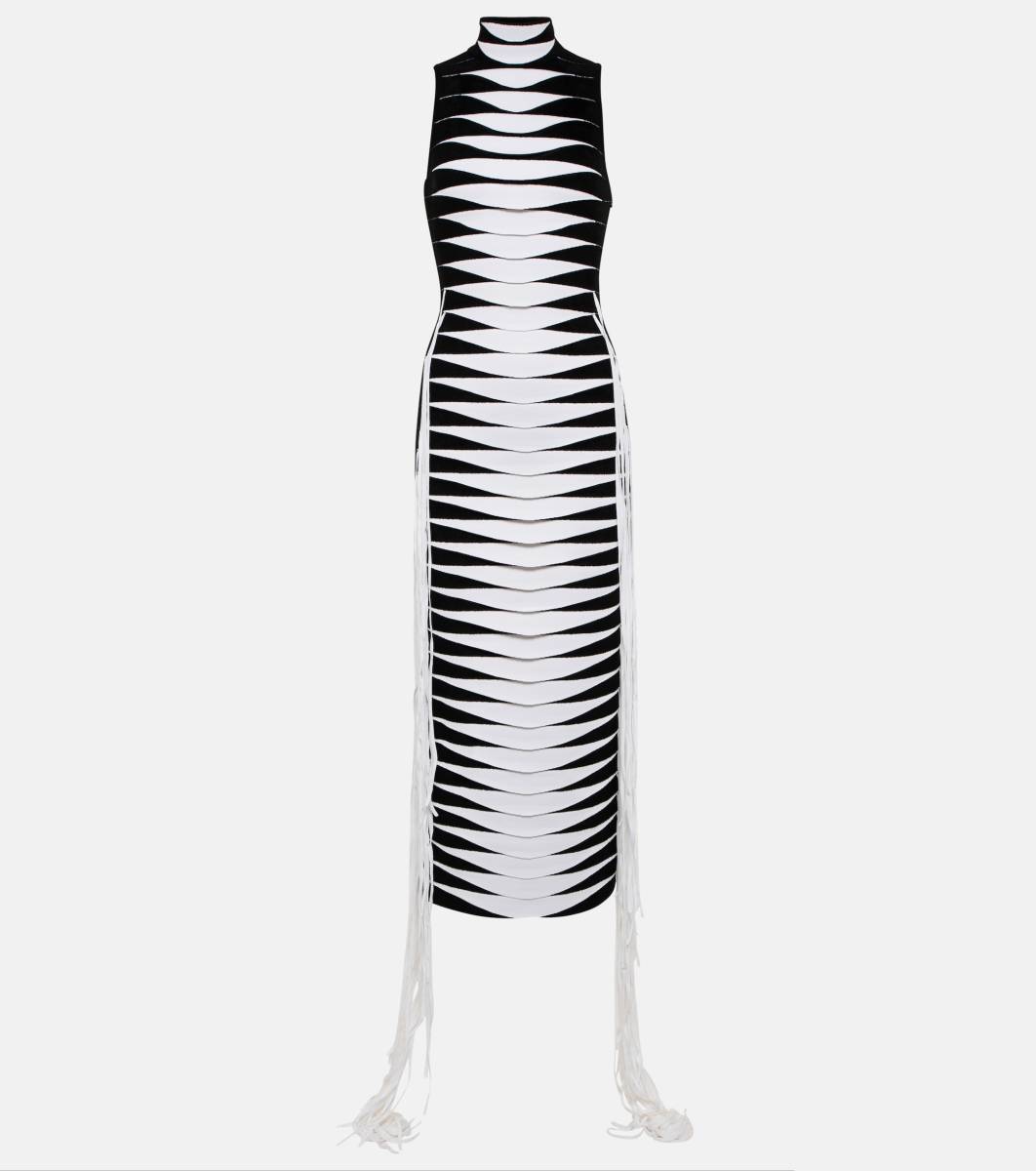ALAIA Jacquard turtleneck midi dress