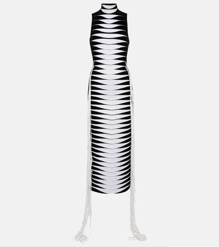 ALAIA Jacquard turtleneck midi dress