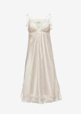 MAGDA BUTRYM Silk slip dress with lace trim in ivory