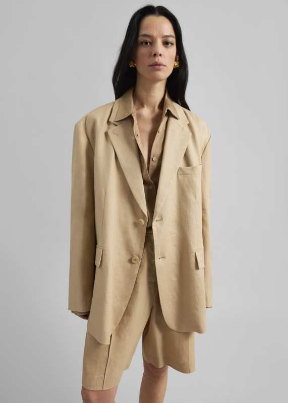 The Frankie Shop Brooklyn Linen Blazer - Beige