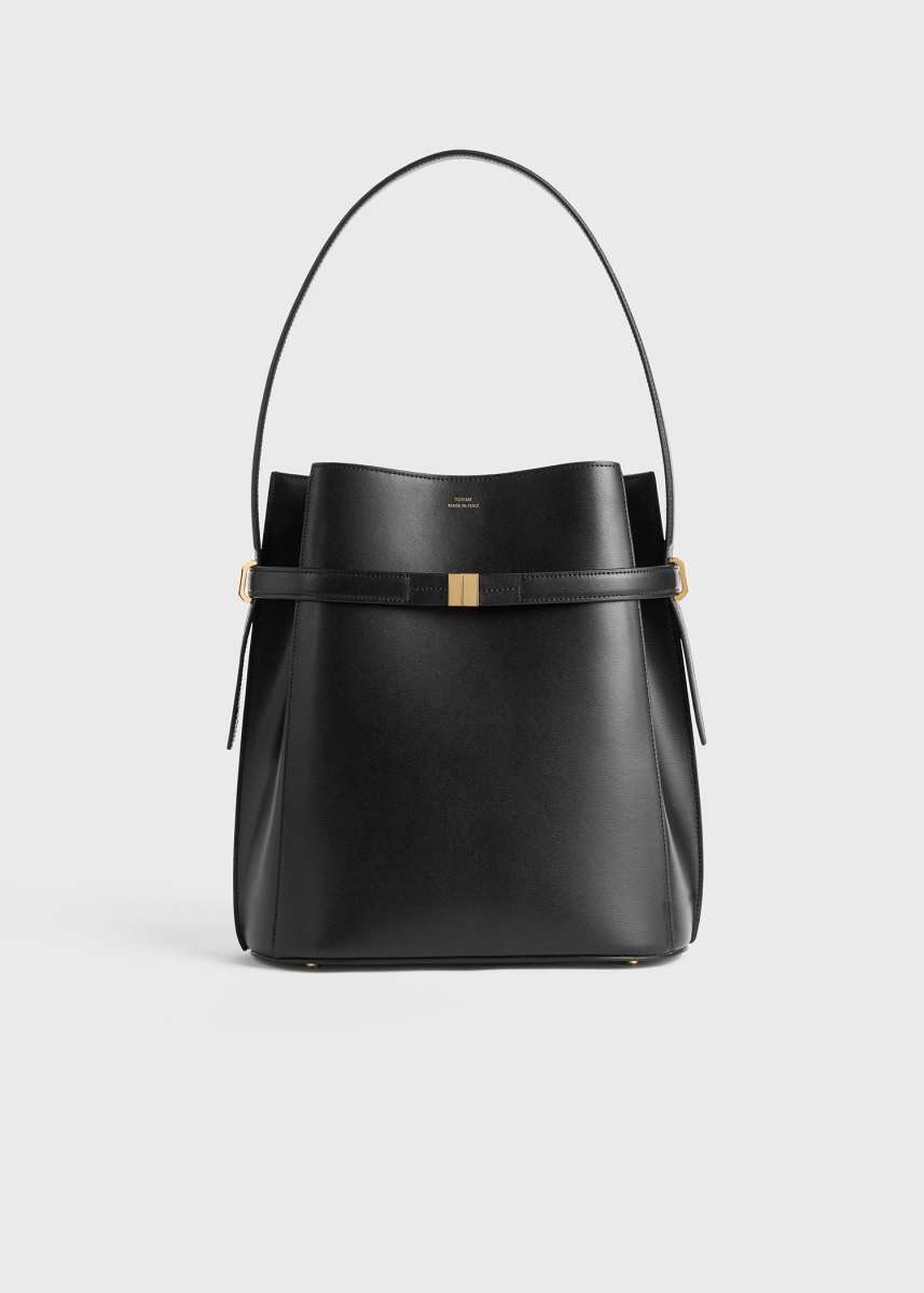 Toteme Belted leather bucket bag black
