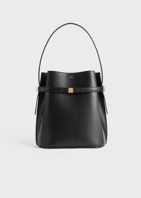 Toteme Belted leather bucket bag black