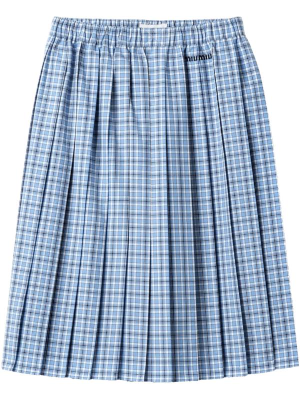 MIU MIU pleated check skirt