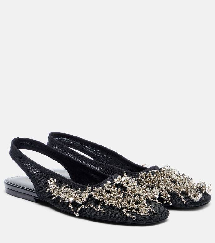 Dries Van Noten Embellished slingback flats