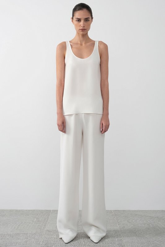 Naked Shoulders Сharlie silk pant in milky-white