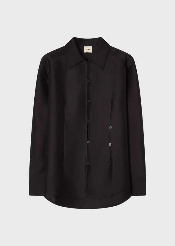 LEONÍ Didion Silk Shirt Noir