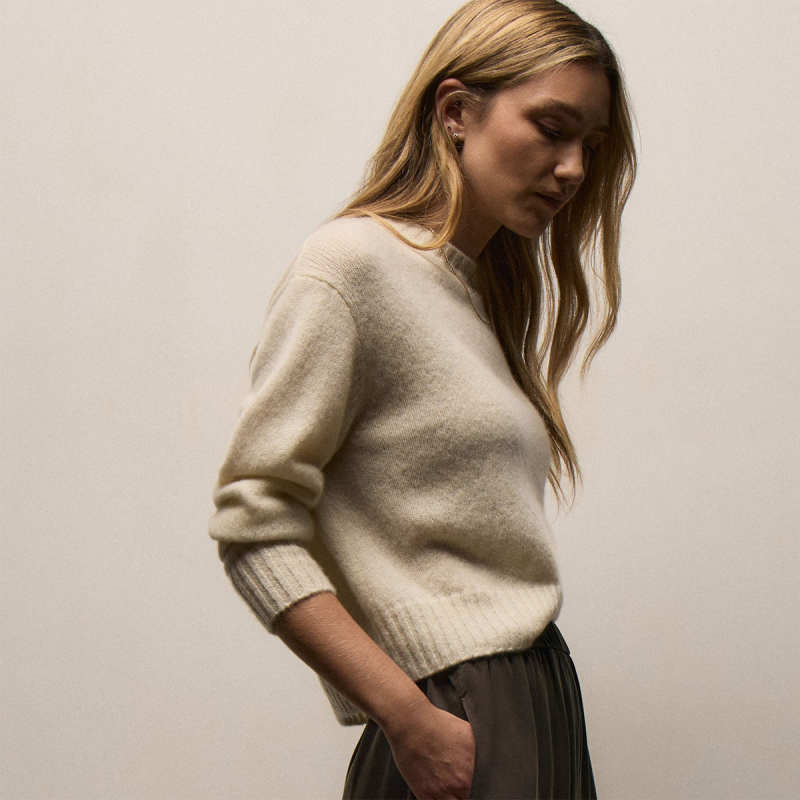 James Perse Lightweight Textured Cashmere Crew