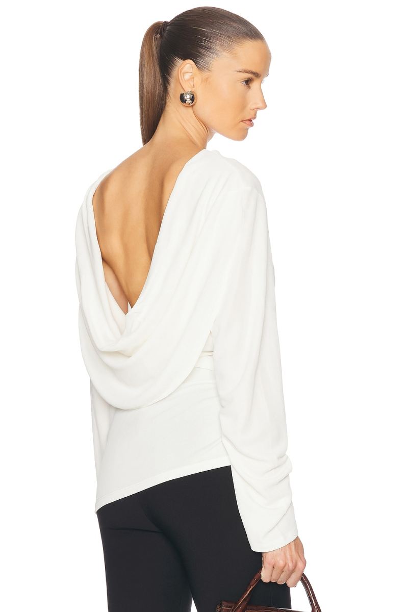 Jacquemus Croisière draped open-back crêpe jersey top