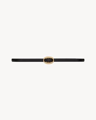 Saint Laurent oval buckle thin belt in smooth leather