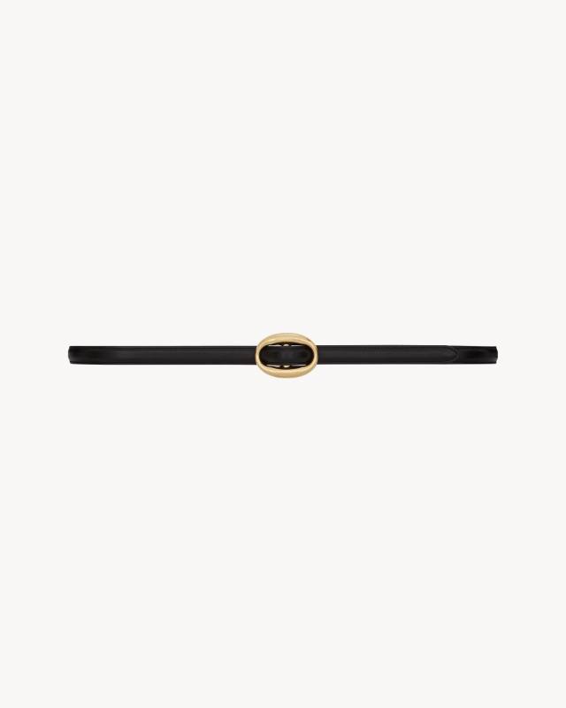 Saint Laurent oval buckle thin belt in smooth leather