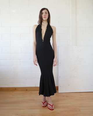 Conner Ives The Pointelle Halter Maxi Dress