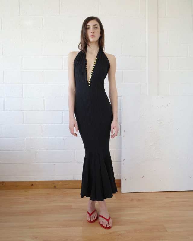 Conner Ives The Pointelle Halter Maxi Dress
