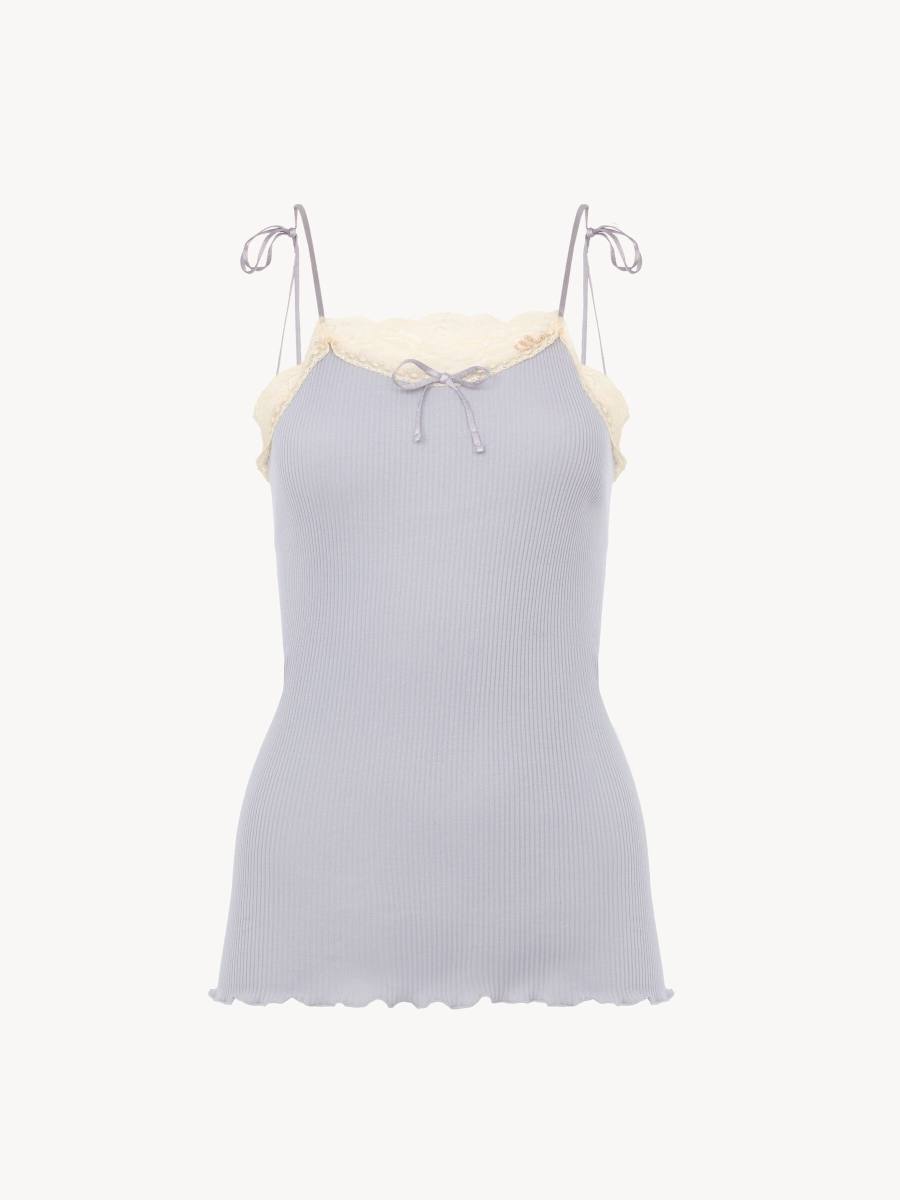 Chloe Lace-Trim Rib Cami Top