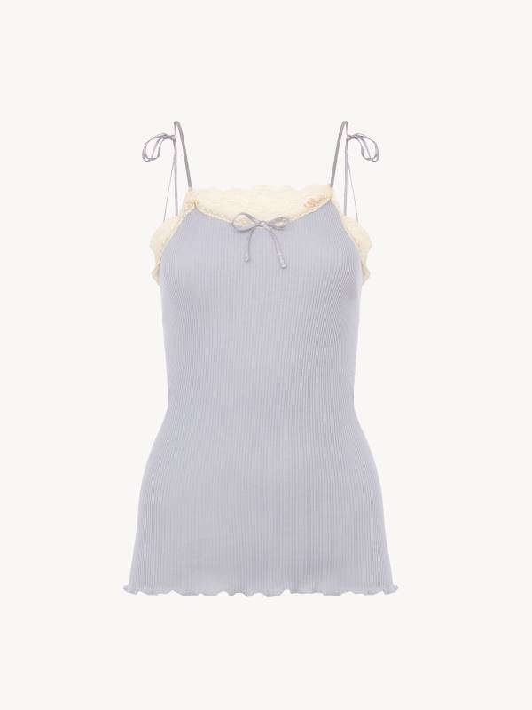 Chloe Lace-Trim Rib Cami Top