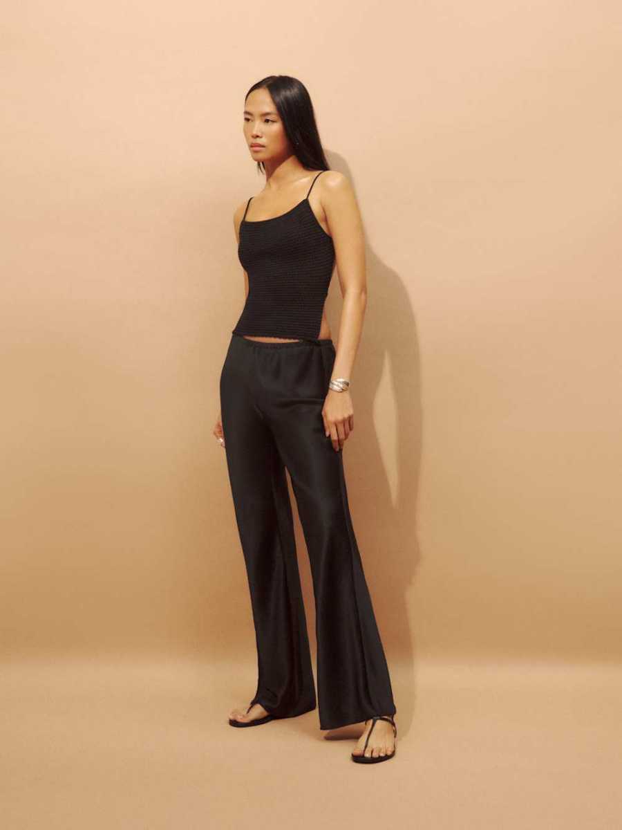 Reformation Petites Gale Satin Mid Rise Bias Pant