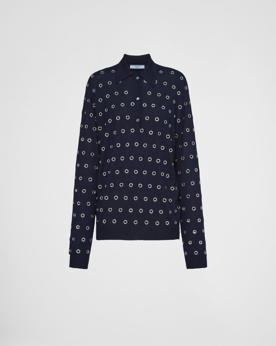 PRADA Cashmere polo shirt with grommets
