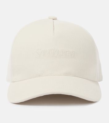 Saint Laurent Logo embroidered corduroy baseball cap