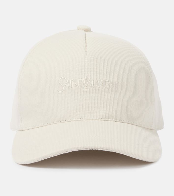 Saint Laurent Logo embroidered corduroy baseball cap