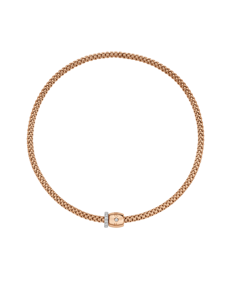 FOPE Flex'it necklace with ornamental clasp and diamond pavé