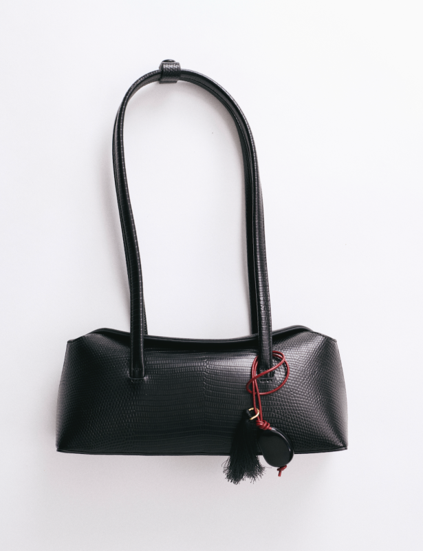 Freja Mini Chrystie Bag - Reptile Noir With Charm
