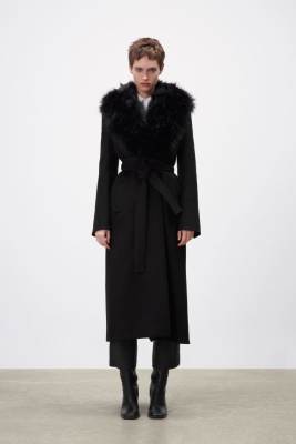 ZARA WOOL BLEND COAT WITH BELT