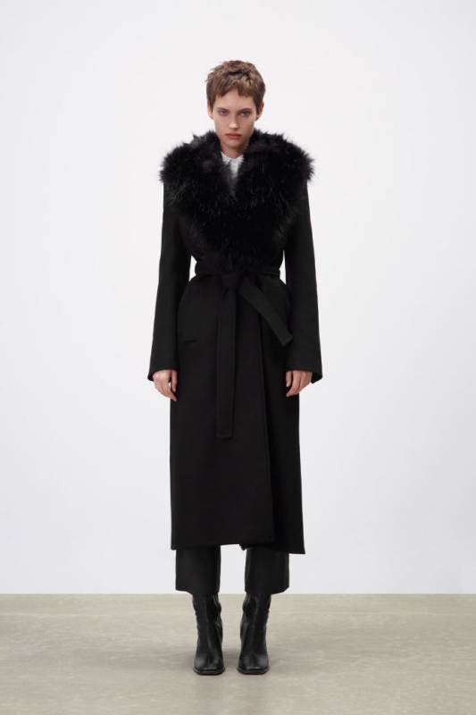 ZARA WOOL BLEND COAT WITH BELT
