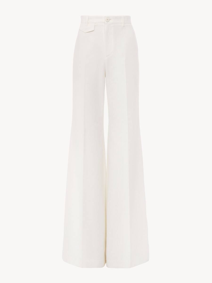 Chloe High-rise flared pants in cotton canvas