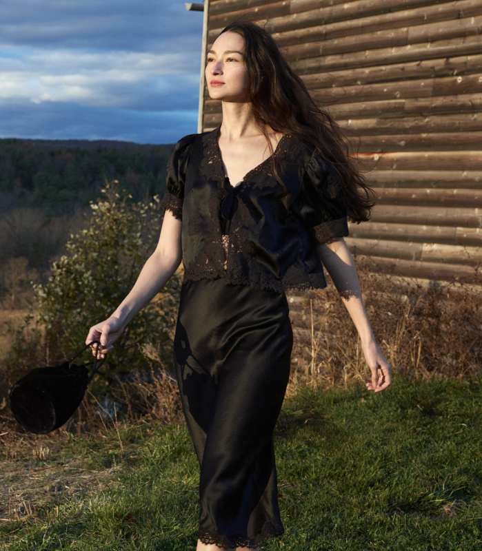DOEN IDELLA TOP IN BLACK SILK