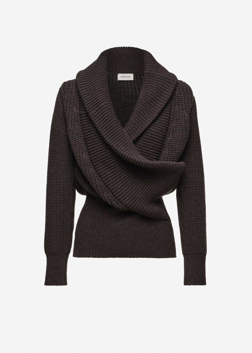 MAGDA BUTRYM Cashmere draped shawl-collar sweater in grey