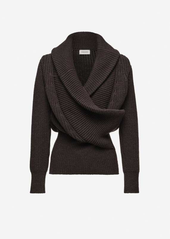MAGDA BUTRYM Cashmere draped shawl-collar sweater in grey