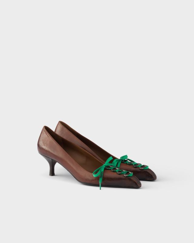 PRADA Antiqued leather pumps
