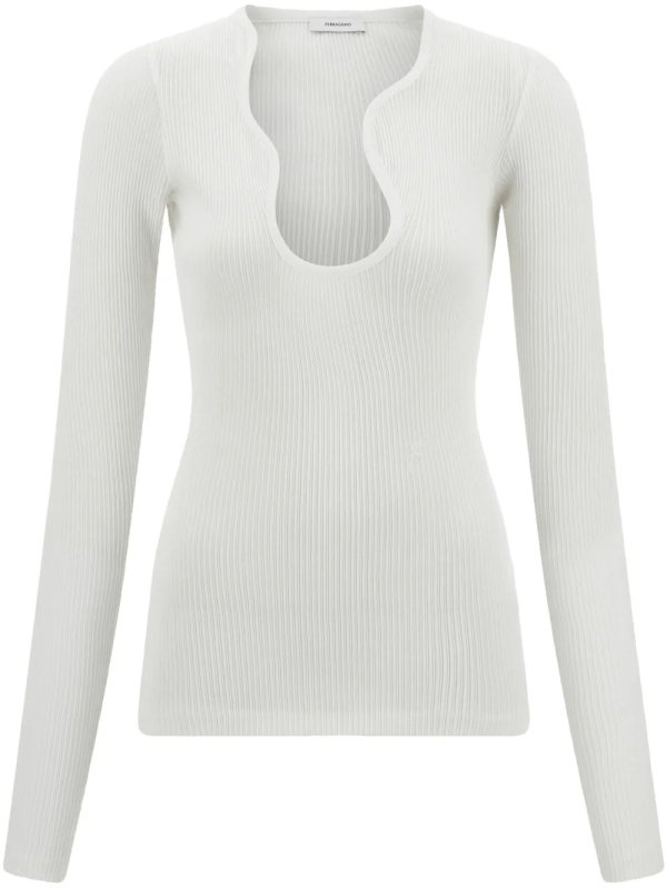 FERRAGAMO ribbed top with plunging neckline