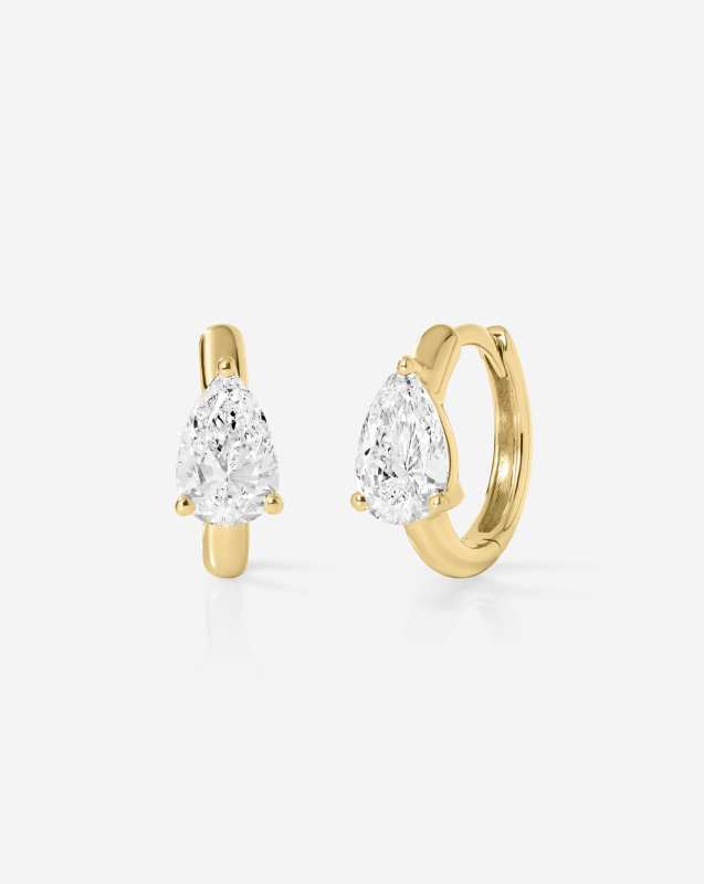 Ring Concierge Solitaire Pear Lab Diamond Huggies
