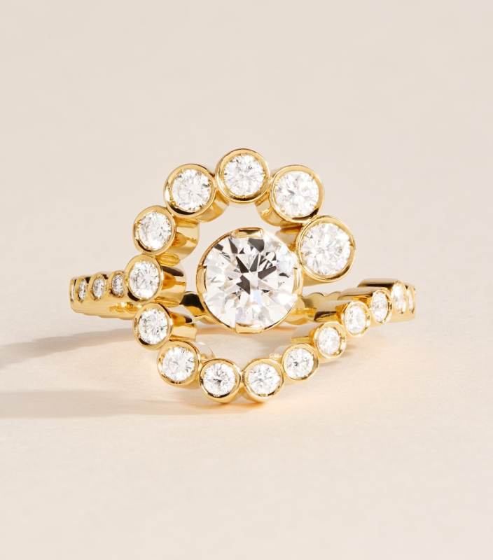 Sophie Bille Brahe Yellow Gold and Diamond Ensemble Escargot Ring