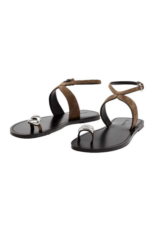 Massimo Dutti Flat Sandals With Metallic Embellishment