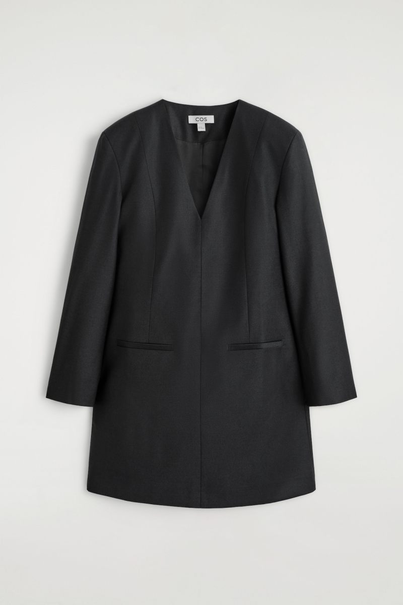 COS WOOL-FLANNEL TUXEDO DRESS