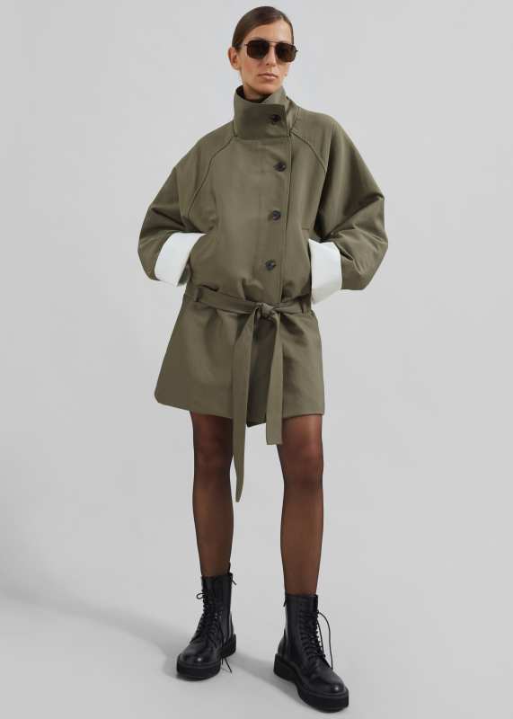 The Frankie Shop Alberta Short Trench - Khaki