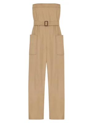 Saint Laurent Strapless Jumpsuit in Cotton Gabardine
