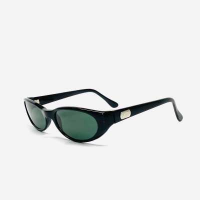 vivid_90s Vintage Standard Size 90s Mod Oval Sunglasses - Black