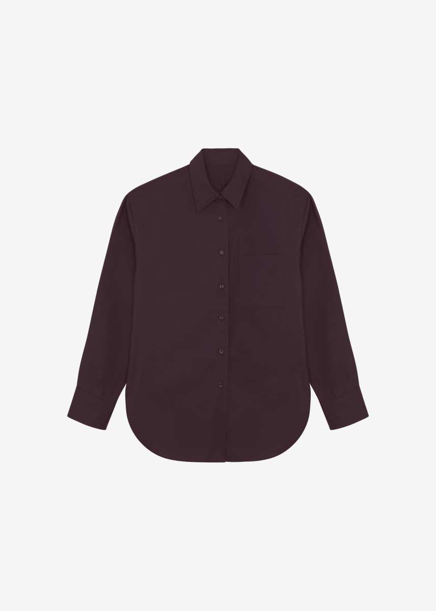 The Frankie Shop Lui Organic Cotton Shirt - Dark Plum
