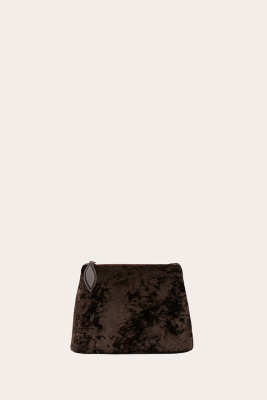 Liffner Zip Clutch Brown Velvet