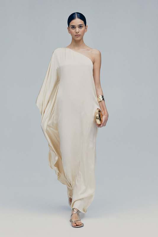 H&M One-Shoulder Cape-Sleeve Dress